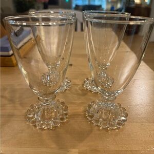 Anchor Hocking Vintage Boopie Tall Clear Glasses Set Of 4 Bubble‎ Rim